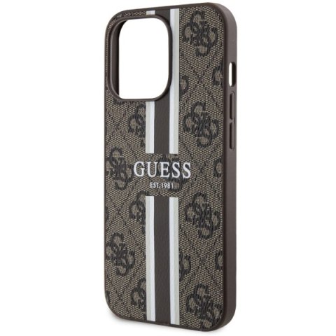 Etui iPhone 13 Pro Max Guess 4G Printed Stripes MagSafe brązowe