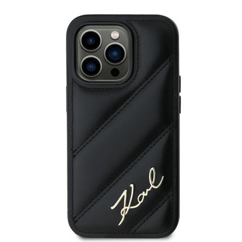 Etui na telefon iPhone 13 Pro Max Karl Lagerfeld czarne Diagonal Quilted