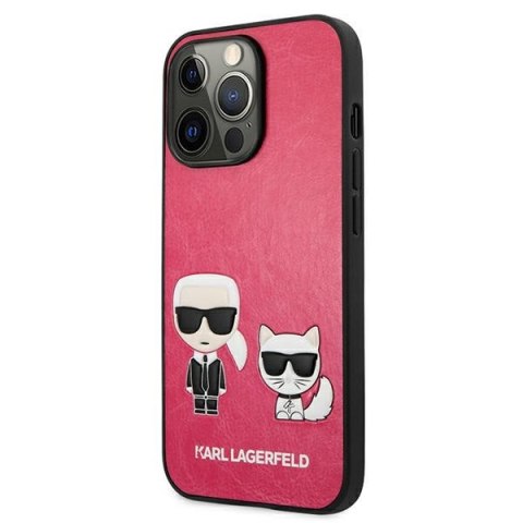 Etui na telefon iPhone 13 Pro Karl Lagerfeld Ikonik Karl & Choupette fuksja