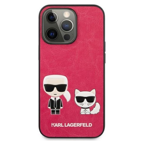 Etui na telefon iPhone 13 Pro Karl Lagerfeld Ikonik Karl & Choupette fuksja