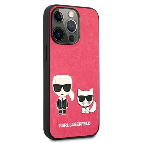 Etui na telefon iPhone 13 Pro Karl Lagerfeld Ikonik Karl & Choupette fuksja