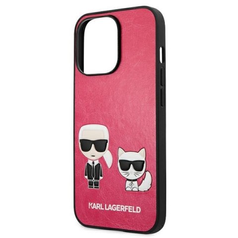 Etui na telefon iPhone 13 Pro Karl Lagerfeld Ikonik Karl & Choupette fuksja