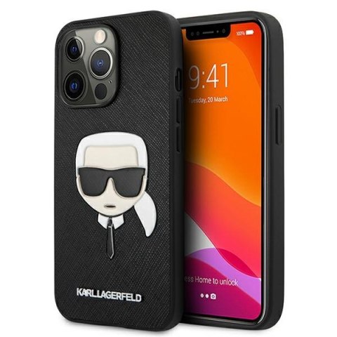 Etui na telefon iPhone 13 Pro Karl Lagerfeld czarne Saffiano