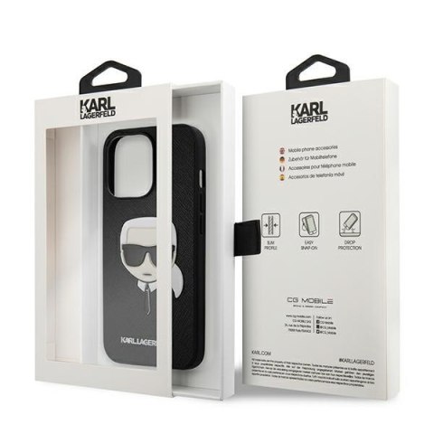 Etui na telefon iPhone 13 Pro Karl Lagerfeld czarne Saffiano