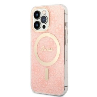 Zestaw Guess etui + ładowarka bezprzewodowa GUBPP13XH4EACSP Apple iPhone 13 Pro Max różowy/pink hard case 4G Print MagSafe