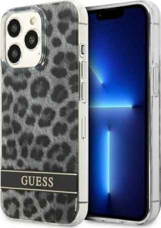 Etui na telefon iPhone 13 Pro Guess Leopard szary hardcase