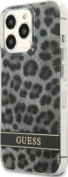 Etui na telefon iPhone 13 Pro Guess Leopard szary hardcase