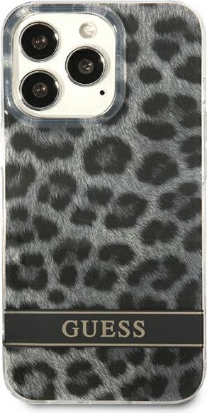 Etui na telefon iPhone 13 Pro Guess Leopard szary hardcase