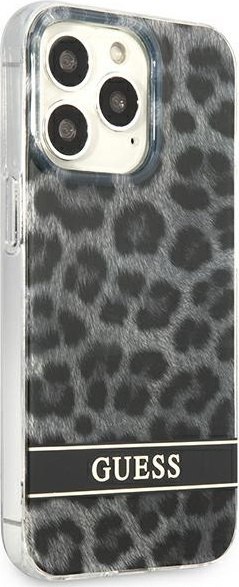 Etui na telefon iPhone 13 Pro Guess Leopard szary hardcase