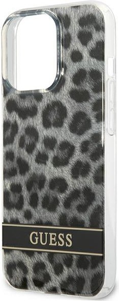 Etui na telefon iPhone 13 Pro Guess Leopard szary hardcase