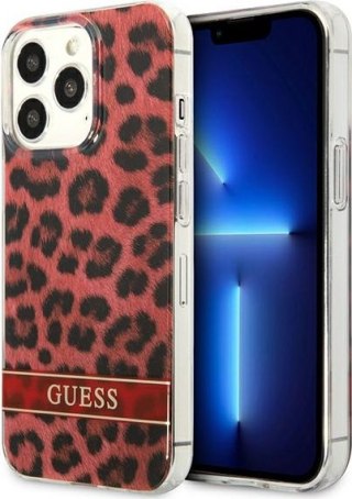 Etui na telefon iPhone 13 Pro Guess Leopard czerwone hardcase