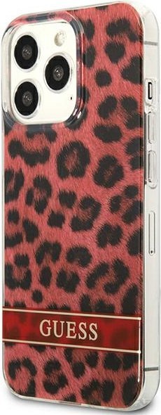 Etui na telefon iPhone 13 Pro Guess Leopard czerwone hardcase