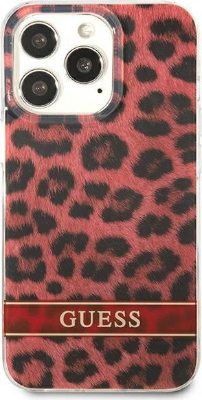 Etui na telefon iPhone 13 Pro Guess Leopard czerwone hardcase