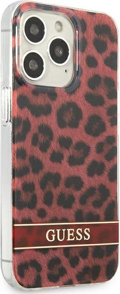 Etui na telefon iPhone 13 Pro Guess Leopard czerwone hardcase