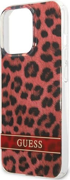 Etui na telefon iPhone 13 Pro Guess Leopard czerwone hardcase