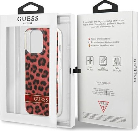 Etui na telefon iPhone 13 Pro Guess Leopard czerwone hardcase