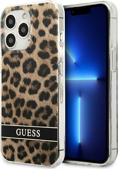 Etui na telefon iPhone 13 Pro Guess brązowy hardcase Leopard