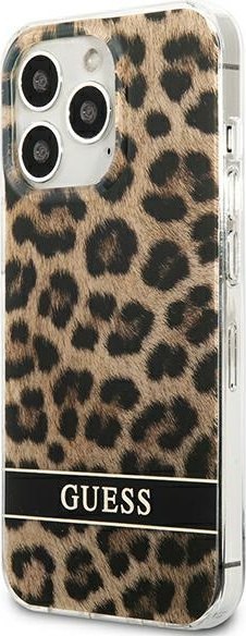 Etui na telefon iPhone 13 Pro Guess brązowy hardcase Leopard