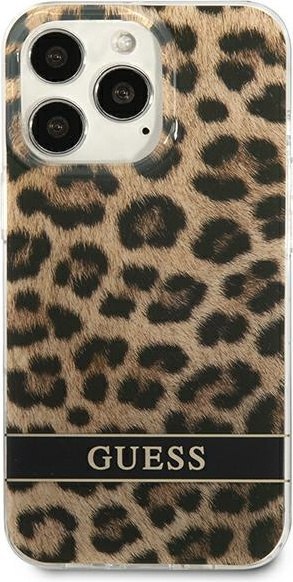 Etui na telefon iPhone 13 Pro Guess brązowy hardcase Leopard