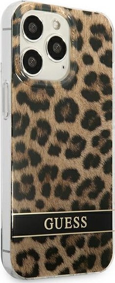 Etui na telefon iPhone 13 Pro Guess brązowy hardcase Leopard