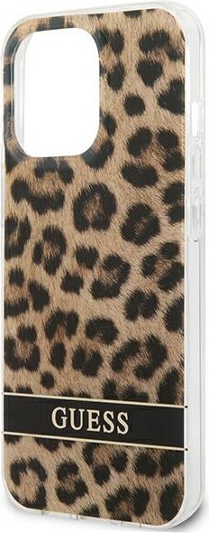 Etui na telefon iPhone 13 Pro Guess brązowy hardcase Leopard