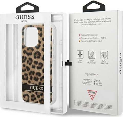 Etui na telefon iPhone 13 Pro Guess brązowy hardcase Leopard