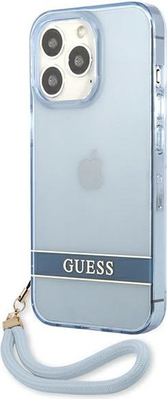 Etui na telefon iPhone 13 Pro Guess GUHCP13LHTSGSB niebieski hardcase