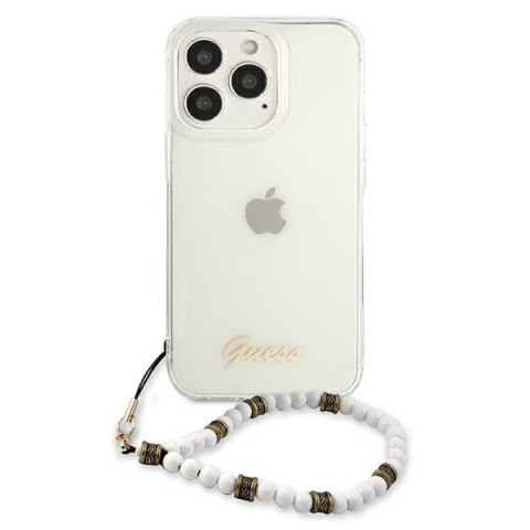 Etui na telefon iPhone 13 Pro Guess GUHCP13LKPSWH transparentne