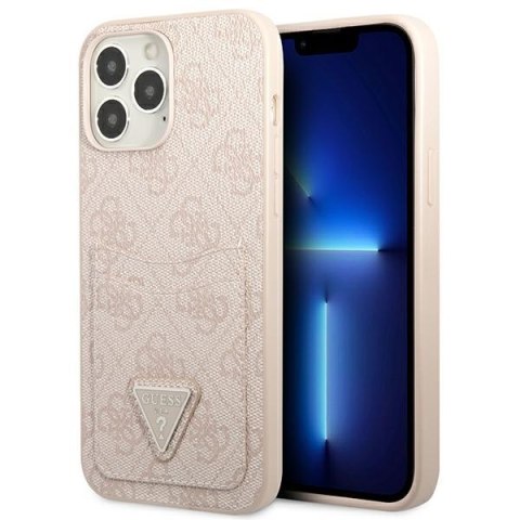 Etui na telefon iPhone 13 Pro Guess różowy hardcase z miejscem na karty