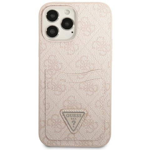 Etui na telefon iPhone 13 Pro Guess różowy hardcase z miejscem na karty