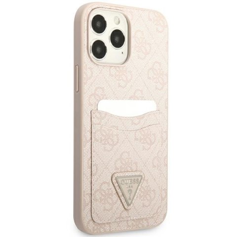 Etui na telefon iPhone 13 Pro Guess różowy hardcase z miejscem na karty