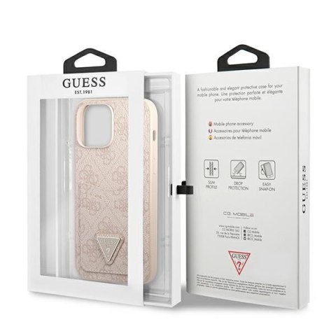 Etui na telefon iPhone 13 Pro Guess różowy hardcase z miejscem na karty