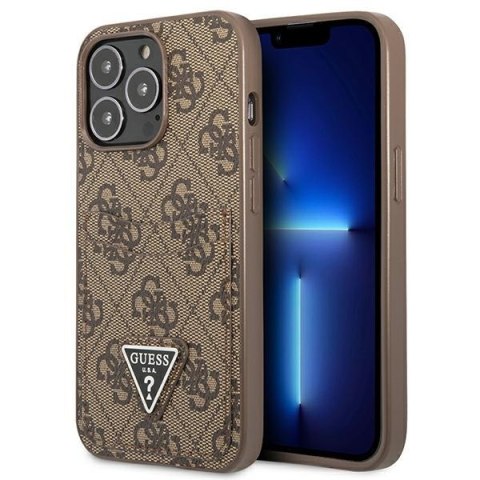 Etui na telefon iPhone 13 Pro Guess brązowy hardcase z miejscem na karty