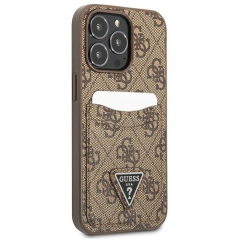 Etui na telefon iPhone 13 Pro Guess brązowy hardcase z miejscem na karty