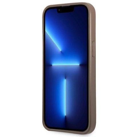 Etui na telefon iPhone 13 Pro Guess brązowy hardcase z miejscem na karty