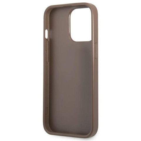 Etui na telefon iPhone 13 Pro Guess brązowy hardcase z miejscem na karty