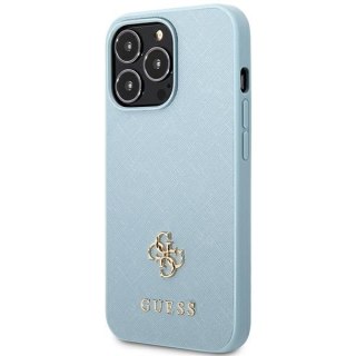 Etui na telefon iPhone 13 Pro Guess Saffiano niebieski hardcase 4G