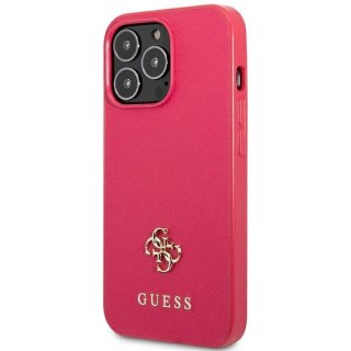 Etui na telefon iPhone 13 Pro Guess różowy hardcase Saffiano 4G