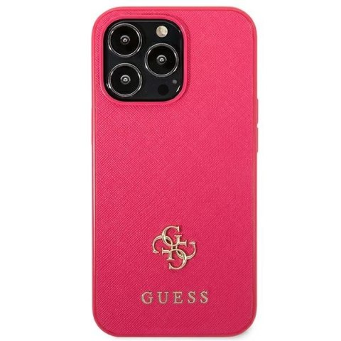 Etui na telefon iPhone 13 Pro Guess różowy hardcase Saffiano 4G