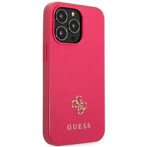 Etui na telefon iPhone 13 Pro Guess różowy hardcase Saffiano 4G