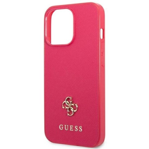 Etui na telefon iPhone 13 Pro Guess różowy hardcase Saffiano 4G