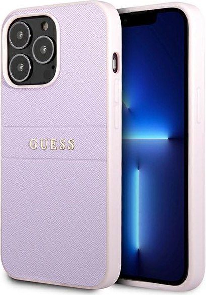 Etui na telefon iPhone 13 Pro Guess Saffiano Hardcase Purpurowy