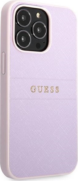 Etui na telefon iPhone 13 Pro Guess Saffiano Hardcase Purpurowy