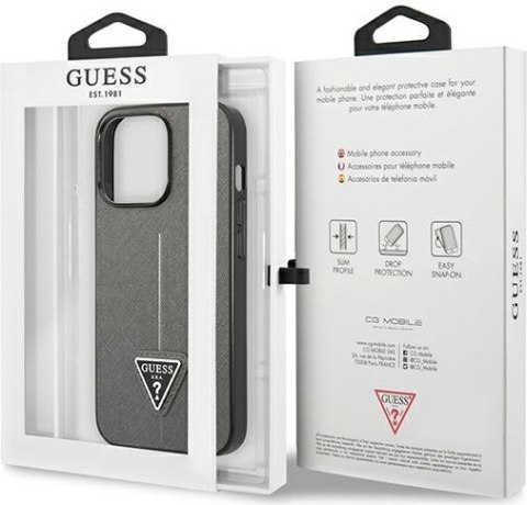 Etui na telefon iPhone 13 Pro Guess GUHCP13LPSATLG srebrny hardcase