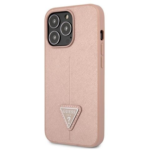 Etui na telefon iPhone 13 Pro Guess różowe hardcase Saffiano