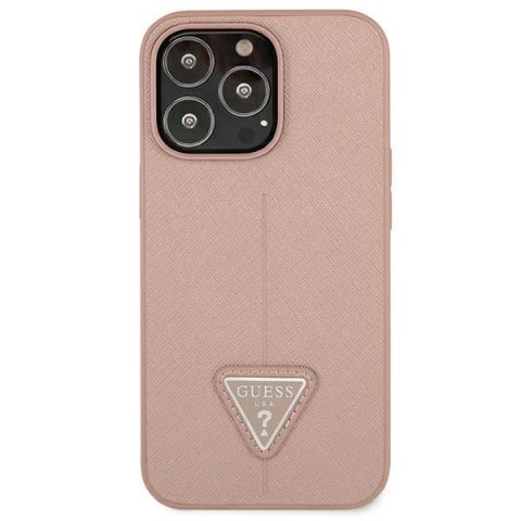 Etui na telefon iPhone 13 Pro Guess różowe hardcase Saffiano