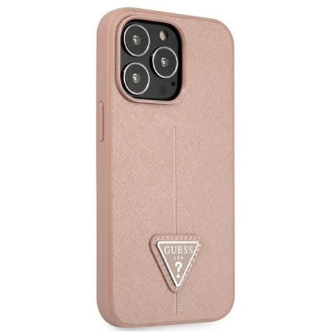 Etui na telefon iPhone 13 Pro Guess różowe hardcase Saffiano