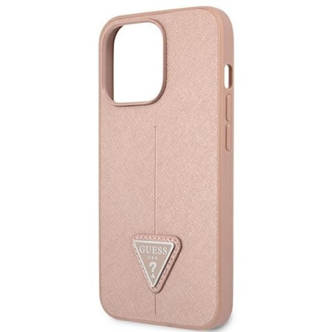 Etui na telefon iPhone 13 Pro Guess różowe hardcase Saffiano