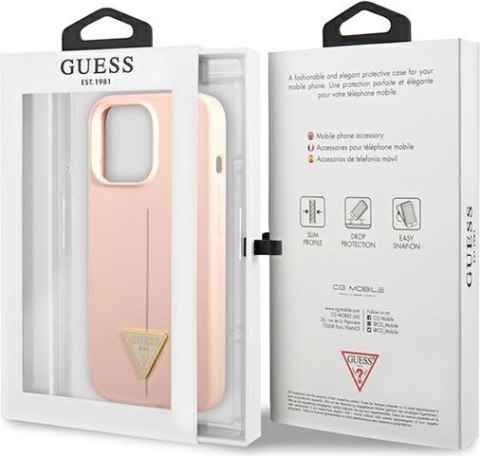 Etui na telefon iPhone 13 Pro Guess różowe hardcase silikonowe