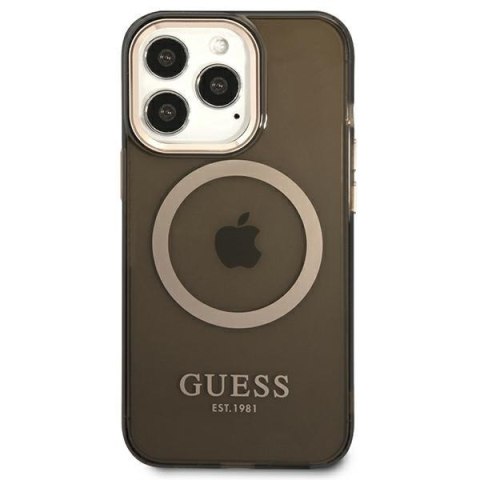 Etui iPhone 13 Pro Guess Gold Outline Translucent MagSafe czarne